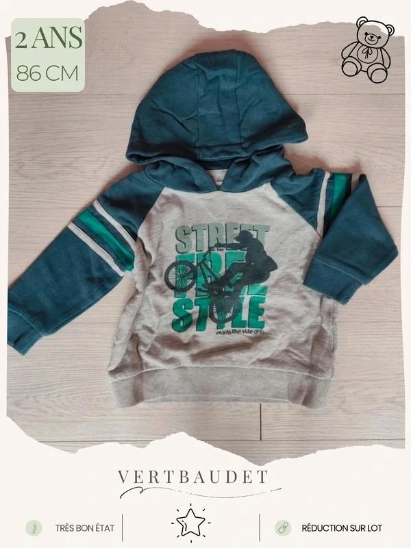 Sweat à capuche 🧸 Taille 2 ans 🧸 Vertbaudet
